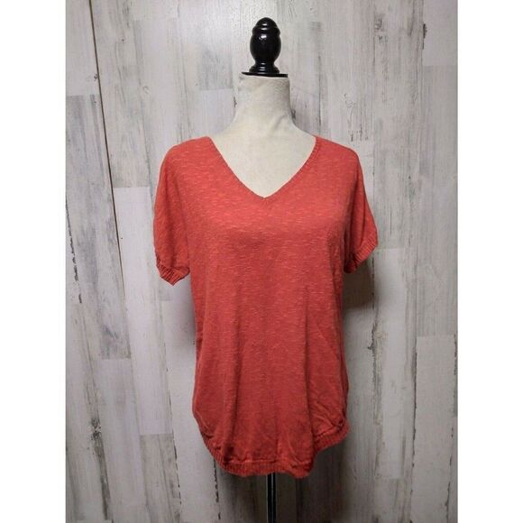 Eileen Fisher Size S Short Sleeve Sweater Knit Cotton Linen Blend Orange - Picture 1 of 6